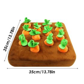 Unbranded 12 Plush Carrots Enrichment Dog Puzzle Toys Hide and Seek Carrot Farm Dog Toys Carrot Patch Snuffle Toy Puppy Dogs (Color: 12 Carrots 35x35cm)