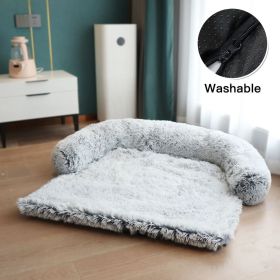 Unbranded Plush Indoor Dog Sofa Cushion Washable Warm Bed Cozy Cotton Soft Relaxing Design Fabric Premium (Color: Light Grey, Size: XS)