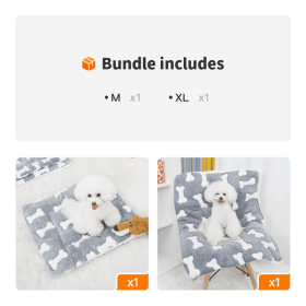 Unbranded Double Sided Dog Sleeping Pad Warm Kennel Blanket Reversible Design Fluffy Cotton Filling Machine Washable Durable Surface (Size: M+XL)