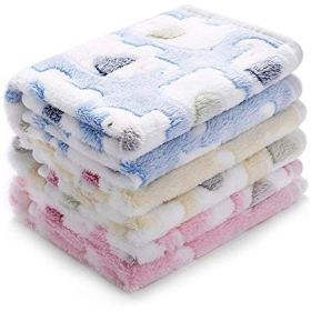 Unbranded Soft Coral Velvet Dog Blanket Double Sided Paw Print Lightweight Machine Washable Cozy Couch Bed Travel Camping Pet Cover Pack (Color: Blue, Size: Large (Pack of 2))