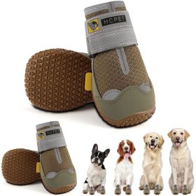 HCPET Dog Boots Breathable Shoes Waterproof Anti Slip Booties Paw Protector Hiking Outdoor Traction Adjustable Dogs (Color: Black, Size: #3 (width 1.77 inch) for 31-38 lbs)