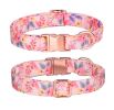 Dog Collar Breathable Cotton Adjustable Everyday Lightweight Flower Pattern Design
