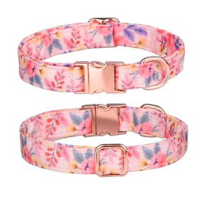 Unbranded Dog Collar Breathable Cotton Adjustable Everyday Lightweight Flower Pattern Design (colour: Floral blue, Size: S width 1.5 adjustment 26-42cm)