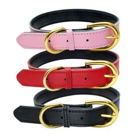 SUFEI Genuine Leather Dog Collar Wide Soft Padded Breathable Adjustable Waterproof Tactical Design (Specification (L * W): L 51*2.5cm, colour: purple)