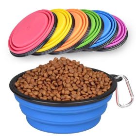 Unbranded Collapsible Silicone Travel Dog Bowl with Hook Portable Lightweight Design for Water or Kibble Outdoor Feeding and Easy Daily (Primary Colour: yellow)