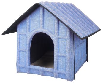 Pet Life Collapsi Pad Dog Sleep House Folding Lightweight Travel Indoor Security Inner Mat Portable Cozy Design (Color: Blue)