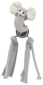 Pet Life Tennis Pawl Rope Squeaker Crinkle Tennis Dog Toy Durable Fetch Play Training (Color: Grey)