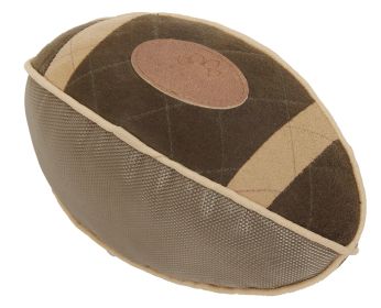 Pet Life Pugskin Durable Oxford Nylon Mesh Plush Squeaky Football Dog Toy Tough Fetch Training Play (Color: Olive Green)