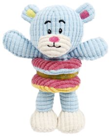 Pet Life Hugga Bear Plush Squeaky Rubber Teething Newborn Puppy Dog Toy Soft Chew Developmental Play (Color: Light Blue)