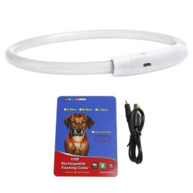 Unbranded LED Light Up Dog Collar USB Rechargeable Adjustable Safety Visibility Multi Color Polymer Fiber S M L (Option: S)
