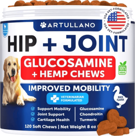Artullano Hemp Hip Joint Supplement Dog Glucosamine Mobility Support Pain Relief MSM Daily Wellness Natural Joint Comfort Chew Design (Option: 1PC)