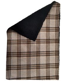Unbranded Sherpa Lined Plaid Dog Blanket Thick Warm Cozy Stylish Bed Couch Winter Layer (Color: Brown & White Plaid, Size: 30" x 20")