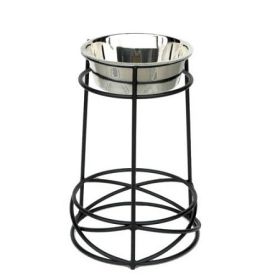 PetsStop Tall Mesh Single Elevated Dog Feeder Wrought Iron Frame and Stainless Steel Bowl Durable Stable Design for Tall and Breed Dogs (Option: Large)