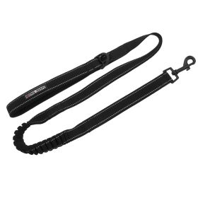 Doggie Design Soft Pull Traffic Leash 4ft 1-Inch Wide Soft Grip Heavy Duty Anti-Pull Control Reduces Expansion Matching Puppy (Color: Black, size: One Size)