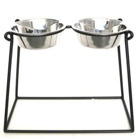 Pyramid Elevated Double Dog Feeder Stable Raised Detachable (Option: XX Large/Black)