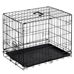 Folding Wire Dog Crate Single Door Heavy-Duty Metal Dual Slide Bolt CCS (Option: 30lb)