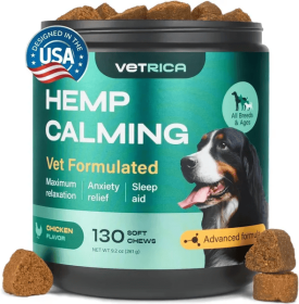 Vetrica — Calming Chews Dog Chicken Flavor — Anxiety Relief Vet Visits Travel Stress Thunder Storms Daily Wellness Comfort Soft Chew Design (Option: 1pcs)