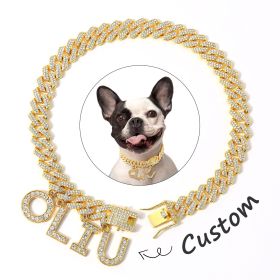 Dog Walking Collar Luxury Alloy Firewood Customizable Nylon CCS (Specification: Glod/25cm)