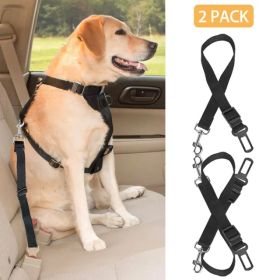 Safety Seat Belt Adjustable Heavy-Duty Nylon Dog Travel Restraint 2 Pack CCS (Option: 2pcs)