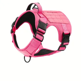 Tactical Dog Harness Adjustable Vest Reflective Metal Buckle Hiphoppet (Specification: Pink/S)
