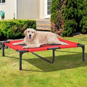 Unbranded — Dog Bed Elevated Breathable Mesh Durable Comfortable Ventilation Support Raised Stable Outdoor Indoor Versatile Design (Color: Red)