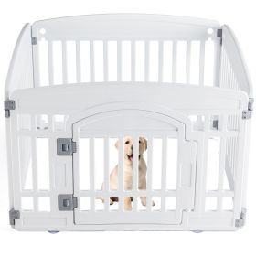 Dog Playpen Plastic Durable Foldable Kennel Non-Toxic Hygienic Indoor HDPE (Option: White4Panel)