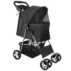 iMounTEK — Pet Stroller — Jogger Travel Carrier Large Storage Basket Netting Air Circulation All Terrain Puppy Comfortable Secure Outdoor Design (Option: Black)