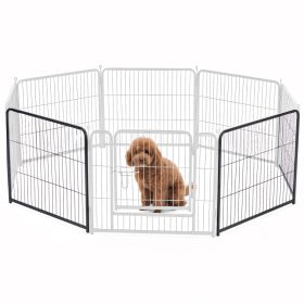 Dog Exercise Pen Metal Durable Foldable Multi-Height 8 Panel Wire Kennel CCS (Option: 24in)