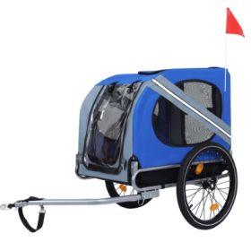 Folding Dog Bike Trailer Large 120LB Capacity All-Terrain Durable Steel CCS (Option: BlueGrey)