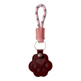 Dog Fur Memory Charm Leather Keychain Keepsake Paw-Shaped Memorial Window CCS (Option: Pink)