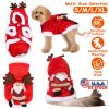 Meigu Pet — Christmas Costume Antlers Santa Pattern — Classic Color Matching Soft Skin‑Friendly Festive Holiday Comfortable Fit Puppy Style