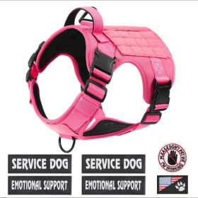 Hiphoppet Tactical Service Dog Harness Reflective No Pulling Large (Specification: Pink/S)
