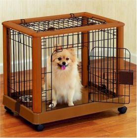 Richell — Mobile Pet Pen — Plastic Wire Dog Crate Removable Casters Indoor Containment Secure Durable Easy Clean Portable Design (Option: Small)