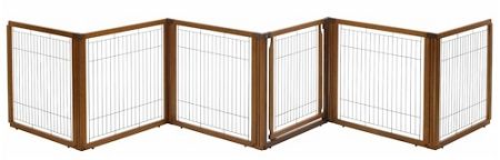 Richell — Convertible Elite 3 in 1 Dog Gate — Freestanding Adjustable Room Divider Pet Pen Hardwood Lockable Panels Stable Secure Indoor Design (Option: Autumn Matte)