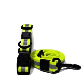 PVC Heat Bonded Reflective Leash Set Waterproof Night Safety Collar Lead CCS (Option: Yellow-15mm)