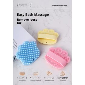 Meow Pet Dog Bath Brush Massage Rubber Grooming Scrubber Palm Strap Bathing (Option: LightBlue)