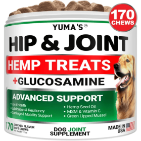 YUMA’S — Hemp Hip Joint Supplement Dog Chews — Glucosamine Pain Relief MSM Mobility Support Advanced Joint Wellness Daily Comfort Design (Option: 1PC)