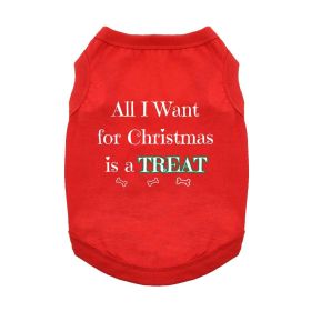 Doggie Design All I Want For Christmas Dog Shirt Holiday Red Tee (Color: Red, Size: X-Small)