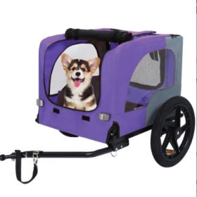 Dog Bike Trailer Foldable 16in All-Terrain Air Tires Universal Hitch CCS (Option: Purple)