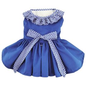 Doggie Design Blue Gingham Dog Dress Picnic Harness Matching Leash Set (Size: X-Small)