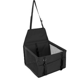 Unbranded — Dog Booster Car Seat Foldable Travel Carrier Clip-on Safety Leash Zipper Storage Pocket Small Medium Pets Secure Elevated Design (Option: Black)