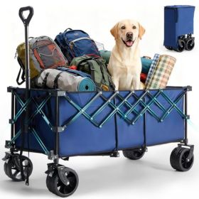 All Terrain Folding Utility Wagon Heavy-Duty 440lb Capacity 48in Cargo CCS (Option: Blue)