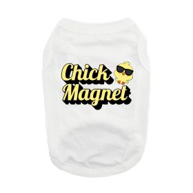 Doggie Design Chick Magnet Dog Shirt Humorous Tee (Color: White, Size: X-Small)