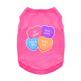 Doggie Design Conversation Hearts Dog Shirt Valentine Tee (Color: Raspberry Sorbet, Size: X-Small)