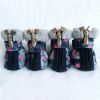 Homeilteds Denim Dog Booties Faux Fur Trim Star Zipper Winter Boots Rubber Soles