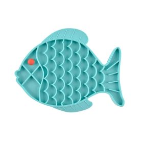 Dog Slow Feeder Bowl Fish Shaped Anti Choke Dish Non Slip Rubber Base CCS (Color: Blue)