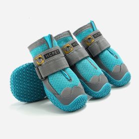 HCPET — Non Skid Waterproof Dog Booties — Breathable Non Slip Reflective Adjustable Paw Protectors 4PCS Set Outdoor Protection Small Medium Large Dogs (Color: Blue, Size: XL)