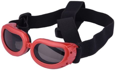 Doggles — Dog Goggles — UV Protection Glasses Waterproof Windproof Anti Fog Eye Protection Comfortable Fit Outdoor Adventure (Color: Red)