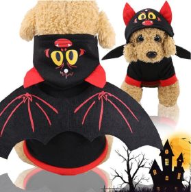 All4U — Dog Black Bat Wing Costume — Hooded Halloween Style Warm Comfortable Fit Spooky Dress Up Soft Seasonal Outfit All Sizes (Size: XS)