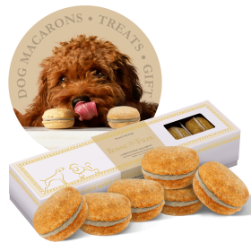 French Macaron Dog Treat Gift Box 6 Count Oven Baked Gourmet Cookies CCS (Flavor: Peanut Butter)